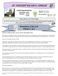 Presentation of the Lord Feb.1 & 2