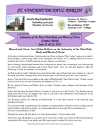 Solemnity of the Most Holy Body and Blood of Christ 