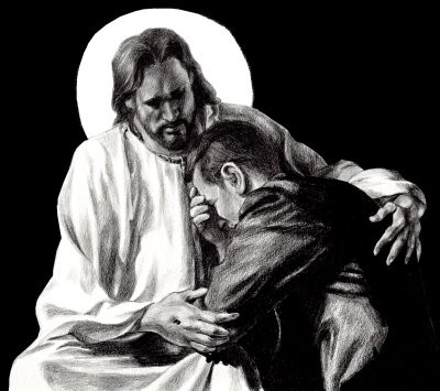Jesus comforts a sinner.